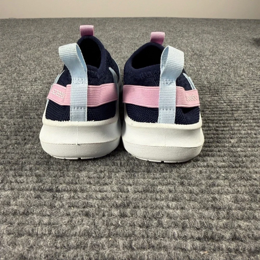 Speedo Girls Water Shoes Navy Blue Pink Slip On Aqua Socks Size S 13-1